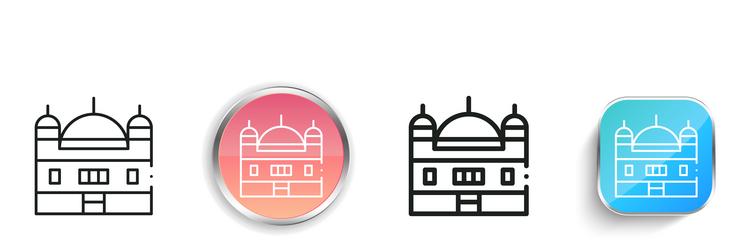 golden temple icon thin linear regular and button vector image
