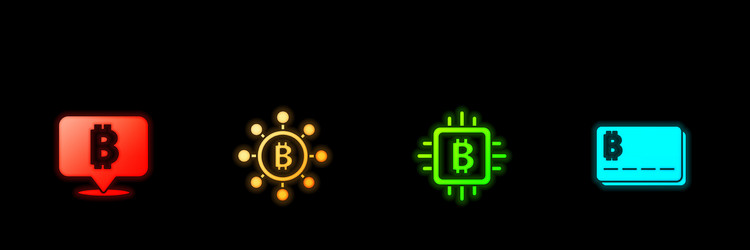 set bitcoin blockchain technology cpu mining vector image