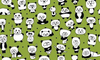 Funny pandas seamless pattern for your design vector