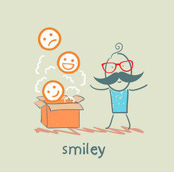 man opened the box with smiles vector