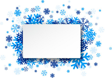 Paper note over snowflakes vector