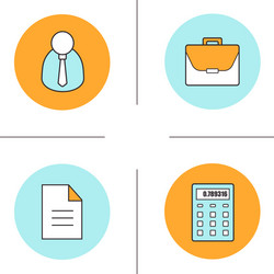 Business color icons set vector