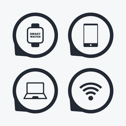 notebook and smartphone icon smart watch symbol vector image