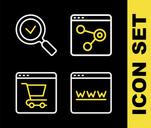 set line browser window online shopping on screen vector image