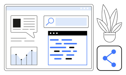 webpage with search graph coding blocks chat vector image