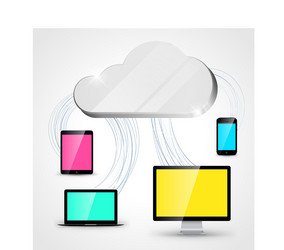 Cloud computing concept background tablet vector