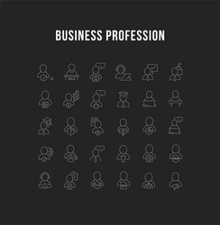 collection linear icons business profession Vector Image