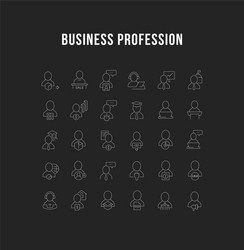 collection linear icons business profession vector