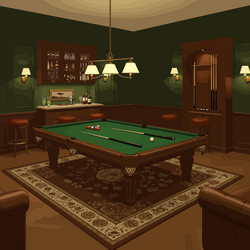 playing billiards game with pool table bar vector image