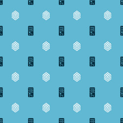 set computer and rubik cube on seamless pattern vector