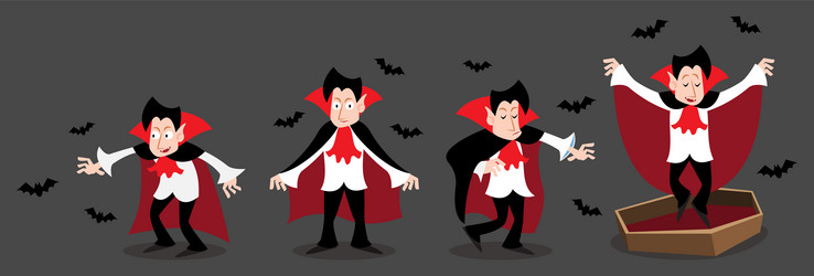 set of dracula vampire halloween cartoon vector