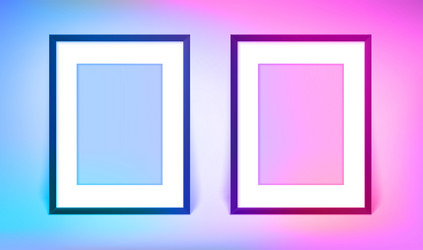 two blank image frames 3d banner with holographic vector image