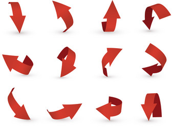 3d arrow sign right down up and down symbol red Vector Image