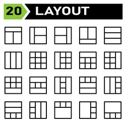 layout icon set include grid dashboard vector image