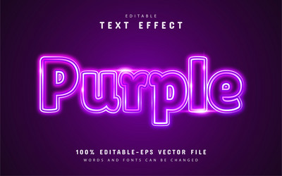 Purple neon text effect vector