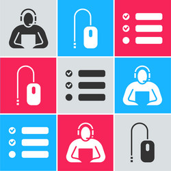 set student computer mouse and task list icon vector image