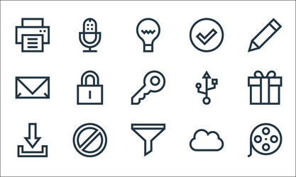 Web essentials line icons linear set quality vector