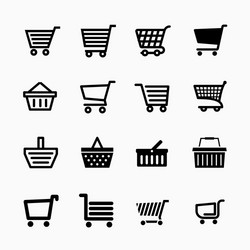 Shopping cart icons set add to website vector