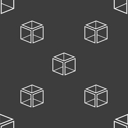 3d cube icon sign seamless pattern on a gray vector