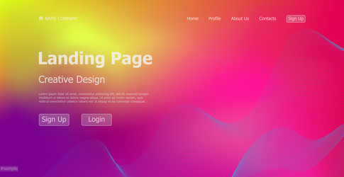 Gradient colorful web template landing page vector