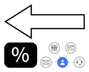 Leftward Arrow User Service Connection vector image