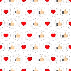 Like and heart icon seamless pattern background vector