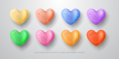 love symbol with different color and 3d style vector