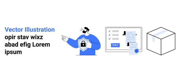 man with shield representing security payment vector image