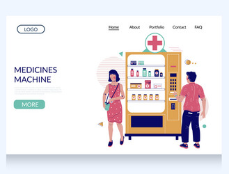 medicines machine website landing page vector