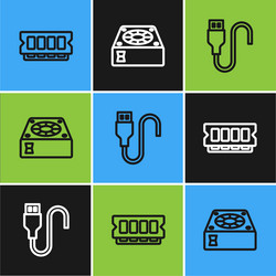 set line ram random access memory usb cable cord vector image