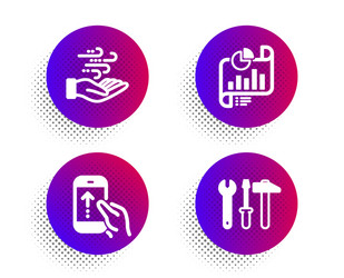 swipe up report document and wind energy icons vector image