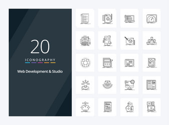20 web development and studio outline icon vector