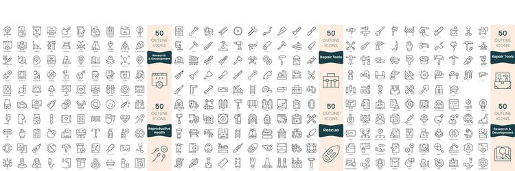 300 thin line icons bundle in this set include Vector Image
