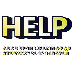 3d yellow font alphabet and numbers help word vector image