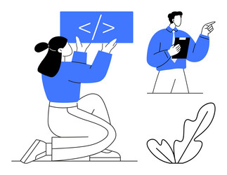 collaborative coding teamwork in software vector image
