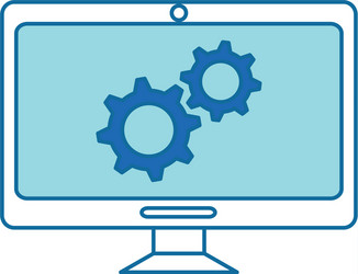 computer display with gears machine vector image