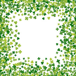 Frame or border random scatter clover leaves vector