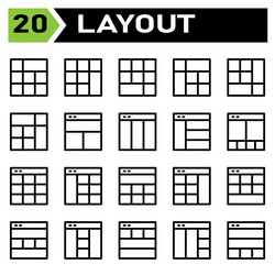 layout icon set include grid dashboard vector image