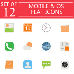 mobile and os flat icon set symbols collection vector