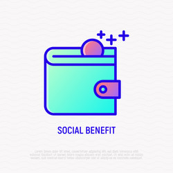 wallet with coin flying inside thin line icon vector image