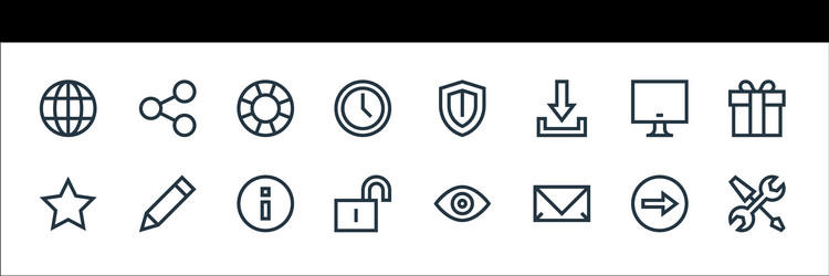 Web essentials line icons linear set quality vector