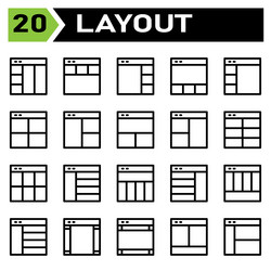 layout icon set include grid dashboard vector image
