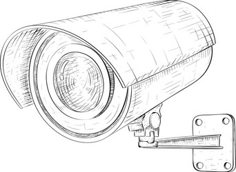 Security cctv camera hand drawn sketch vector