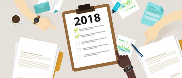 2018 new year resolution and target business check vector