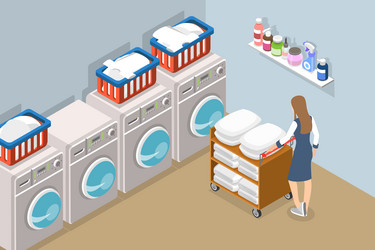 Isometric laundry reception concept Royalty Free Vector