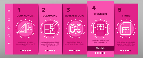 blueprint architecture onboarding icons set vector image