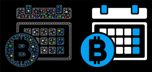 glossy mesh carcass bitcoin table icon with light vector