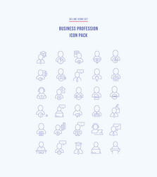 set linear icons business profession Vector Image