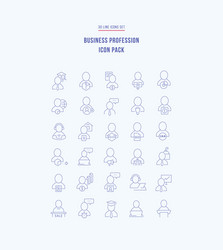 Set linear icons business profession vector