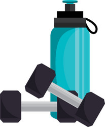 Bottle water gym with weight icon vector